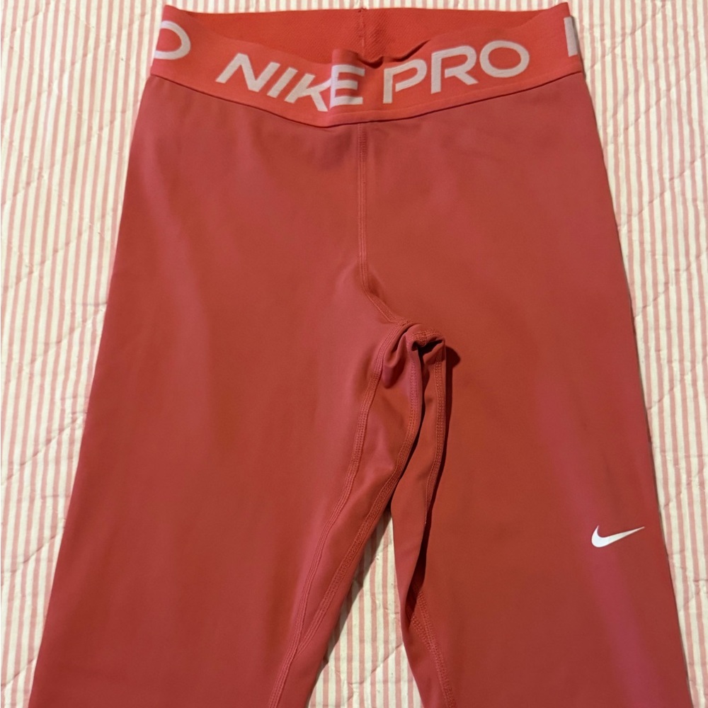 Nike Brick Red Women's Leggings with White Swoosh